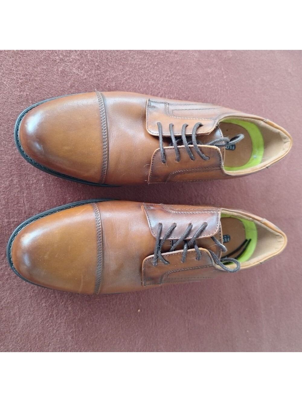 Florsheim Derby Shoes 9 D Comfortech Ortholite Brown Leather Midtown Cap Toe